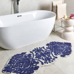 Wyld and Coco Blue Cotton Bath Mat 150 x 60 cm - Irregular Shape - Size: 1500mm x 900mm - thumbnail 1