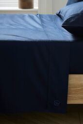Ted Baker 'TB Plain Dye' Cotton Sateen Flat Sheet in Navy - Size: Double - thumbnail 2