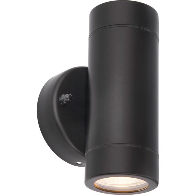 Loops Up & Down Twin Outdoor IP44 Wall Light - 2 x 7W GU10 LED - Matt Black & Glass - image 1
