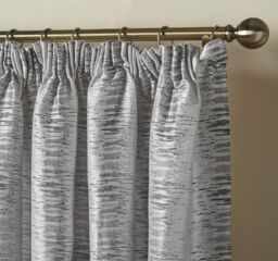 Luxury Living Reflect Jacquard Fully Lined Ready Made Pencil Pleat Curtains in Silver - Size: 117 cm width x 137 cm drop - thumbnail 2