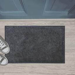 The Rug Shop UK Silver Grey Modern Plain WashaMat in Charcoal - Size: 80 cm x 50 cm - thumbnail 2