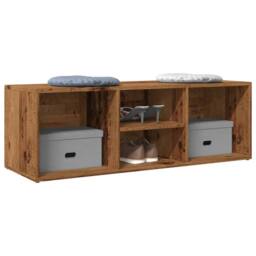 Berkfield Home Shoe Storage Bench Old Wood 105x35x35 cm Engineered Wood in Brown - Size: 105 x 35 x 35 cm - thumbnail 2