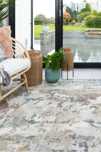 Kukoon Blue Grey Abstract Modern Soft Area Rug in Stone - Size: 60 cm x 110 cm - image 1