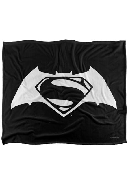 Warner Brothers Batman V Superman Logo Officially Licensed Silky Touch Super Soft Throw Blanket 152 x 127 cm in White - image 1
