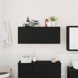 Berkfield Home Decorative Bathroom Wall Cabinet Black 100x25x40 cm Engineered Wood - Size: 100 x 25 x 40 cm - thumbnail 1