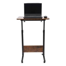VOGREX 32-47 Adjustable Mobile Standing Laptop Desk with Wheels UK in Brown - thumbnail 4