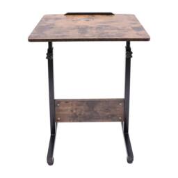 VOGREX 32-47 Adjustable Mobile Standing Laptop Desk with Wheels UK in Brown - thumbnail 3