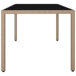 Berkfield Home Garden Table with Glass Top Beige Poly Rattan&Tempered Glass - thumbnail 4