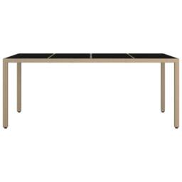 Berkfield Home Garden Table with Glass Top Beige Poly Rattan&Tempered Glass - thumbnail 3