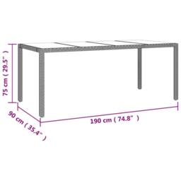 Berkfield Home Garden Table with Glass Top Beige Poly Rattan&Tempered Glass - thumbnail 6