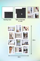 "Arpan Multi Apperture Picture/Photo Frame, Holds 12 x 6"" X4"" Photos in White" - thumbnail 2