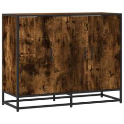 Berkfield Home Sideboard Smoked Oak 94x35x76 cm Engineered Wood in Brown - Size: 94 x 35 x 76 cm - thumbnail 3