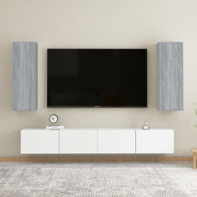 Berkfield Home TV Cabinets 2 pcs Grey Sonoma 30.5x30x90 cm Engineered Wood - image 1