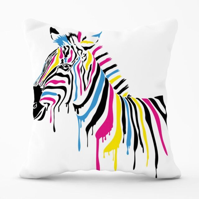 Warren Reed - Designer Multi Coloured Zebra Outdoor Cushion in Pink - Size: 60 cm x 60 cm - image 1