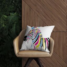 Warren Reed - Designer Multi Coloured Zebra Outdoor Cushion in Pink - Size: 60 cm x 60 cm - thumbnail 2