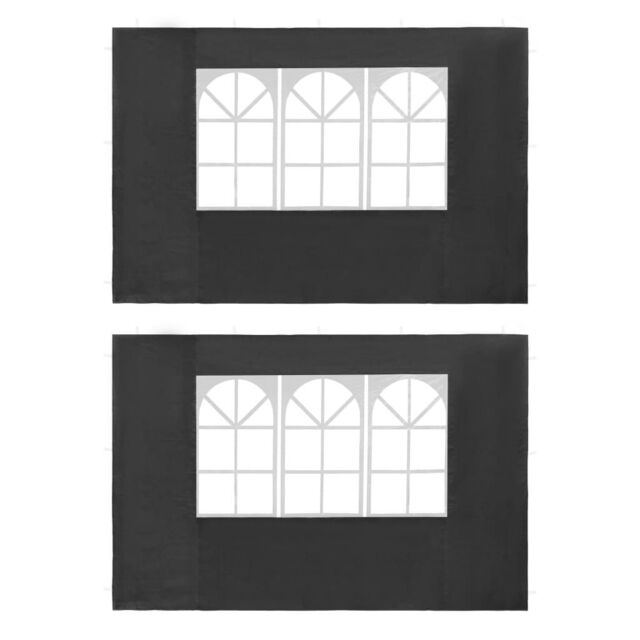 Berkfield Home Party Tent Sidewall 2 pcs with Window PE Anthracite in Black - image 1