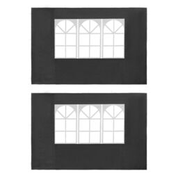Berkfield Home Party Tent Sidewall 2 pcs with Window PE Anthracite in Black - thumbnail 1