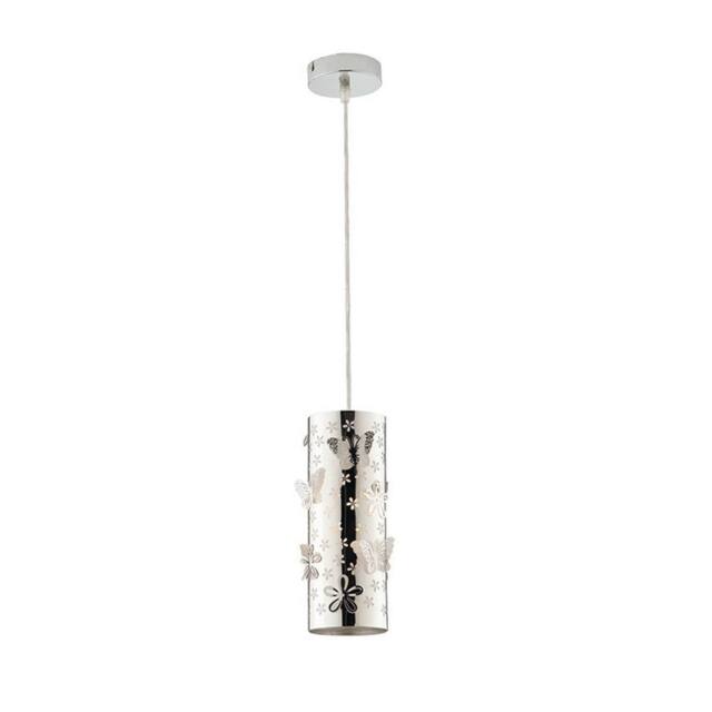 Netlighting BUTTERFLY Slim Pendant Ceiling Light Chrome 10x27cm in Silver - Size: 10x27 cm