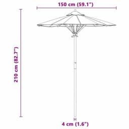 Berkfield Home Garden Parasol Cream White 150x210 cm Bamboo - thumbnail 7