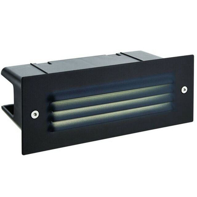 Loops IP44 LED Full Brick Light Textured Black & Louvre Slotted Grill 3.5W Cool White - image 1