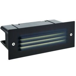 Loops IP44 LED Full Brick Light Textured Black & Louvre Slotted Grill 3.5W Cool White