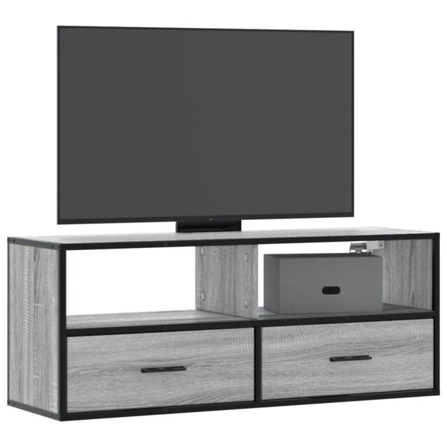 Berkfield Home TV Cabinet Grey Sonoma 100x31x39.5 cm Engineered Wood & Metal - image 1