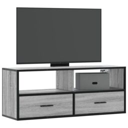 Berkfield Home TV Cabinet Grey Sonoma 100x31x39.5 cm Engineered Wood & Metal - thumbnail 1