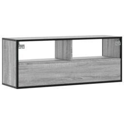 Berkfield Home TV Cabinet Grey Sonoma 100x31x39.5 cm Engineered Wood & Metal - thumbnail 6