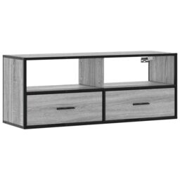 Berkfield Home TV Cabinet Grey Sonoma 100x31x39.5 cm Engineered Wood & Metal - thumbnail 2