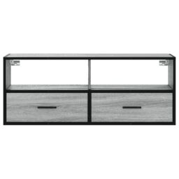 Berkfield Home TV Cabinet Grey Sonoma 100x31x39.5 cm Engineered Wood & Metal - thumbnail 4