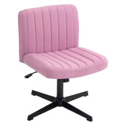 Hinsinc Pink Armless Office Chair Fabric Padded Seat - Size: 0.6m2 - thumbnail 2