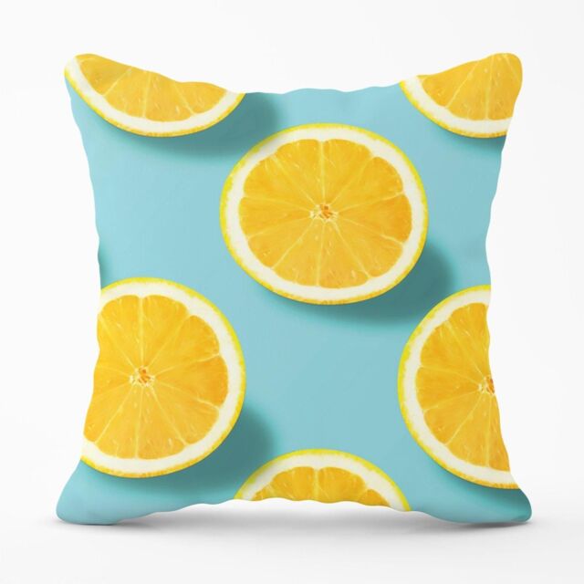 Warren Reed - Designer Fresh Lemons Outdoor Cushion in Blue - Size: 60 cm x 60 cm - image 1