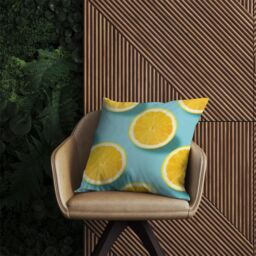 Warren Reed - Designer Fresh Lemons Outdoor Cushion in Blue - Size: 60 cm x 60 cm - thumbnail 2