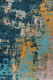 Kukoon Blue Ochre Coastal Abstract Deep Pile Soft Shaggy Living Room Area Rug - Size: 60 cm x 240 cm - thumbnail 2