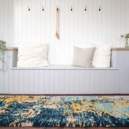 Kukoon Blue Ochre Coastal Abstract Deep Pile Soft Shaggy Living Room Area Rug - Size: 60 cm x 240 cm - thumbnail 7