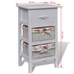 Berkfield Home Decorative Cabinet with 1 Drawer & 2 Baskets White Paulownia Wood - thumbnail 6