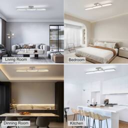 NIVOR Modern LED Ceiling Light 23W Chrome Dimmable Flush Mount with Remote in Metallic Silver - thumbnail 8