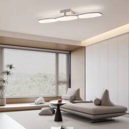 NIVOR Modern LED Ceiling Light 23W Chrome Dimmable Flush Mount with Remote in Metallic Silver - thumbnail 4