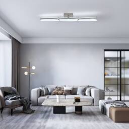 NIVOR Modern LED Ceiling Light 23W Chrome Dimmable Flush Mount with Remote in Metallic Silver - thumbnail 5