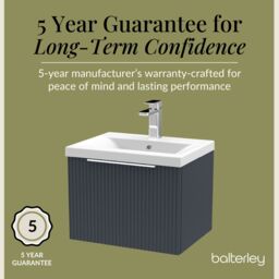 Balterley Fluted Wall Hung 1 Drawer Vanity Basin Unit & Basin 500mm - Dark Grey - thumbnail 6