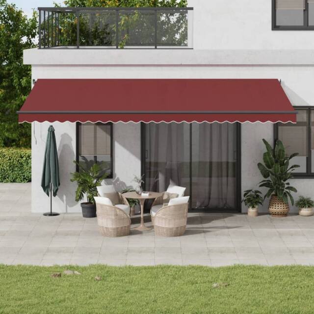 Berkfield Home Manual Retractable Awning with LEDs Burgundy 600x300 cm in Black - image 1
