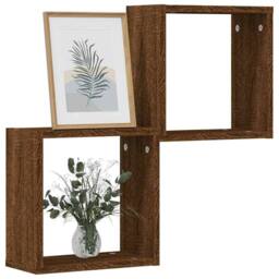 Berkfield Home Wall Cube Shelves 2 pcs Brown Oak 30x15x30 cm - Size: 30 x 15 x 30 cm - thumbnail 2