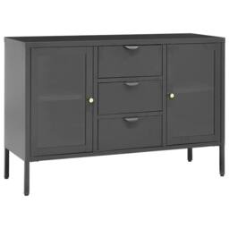 Berkfield Home Sideboard Anthracite 105x35x70 cm Steel & Tempered Glass in Charcoal - Size: 105 x 35 x 70 cm