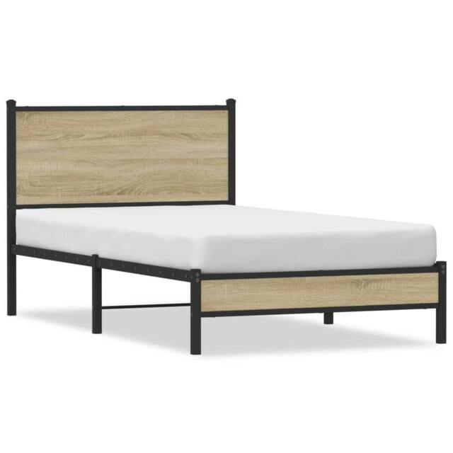 Berkfield Home Metal Bed Frame without Mattress Sonoma Oak 100x200 cm in Light Tan - image 1