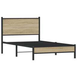 Berkfield Home Metal Bed Frame without Mattress Sonoma Oak 100x200 cm in Light Tan - thumbnail 3
