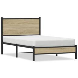Berkfield Home Metal Bed Frame without Mattress Sonoma Oak 100x200 cm in Light Tan - thumbnail 1
