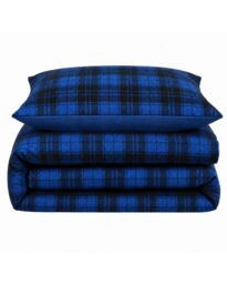 Velosso Check Teddy Warm & Cosy Duvet Cover & Pillowcase Set in Blue - Size: Single - thumbnail 2