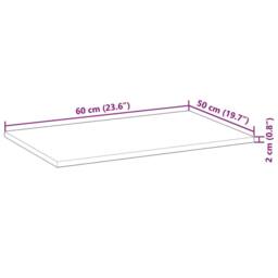 Berkfield Home Versatile Bathroom Vanity Top Oil Finished 60x50x2 cm Solid Wood in Brown - Size: 60 x 50 x 2 cm - thumbnail 8