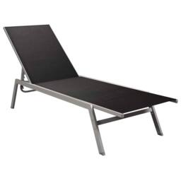 Berkfield Home Sun Lounger Steel & Textilene Black - thumbnail 2