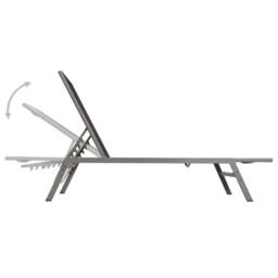Berkfield Home Sun Lounger Steel & Textilene Black - thumbnail 5